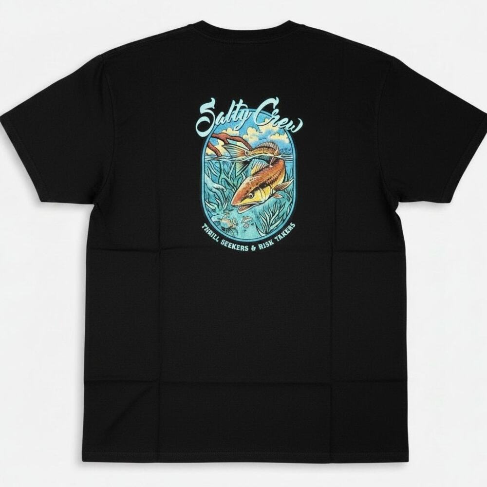 Salty Crew Thrill Seekers & Risk Takers Mens XXL 2X Black Fishing T-Shirt Casual